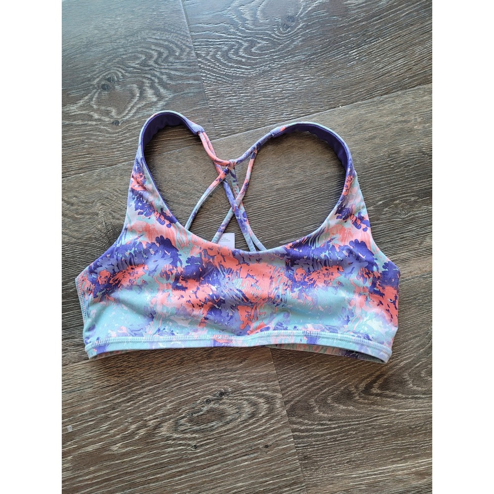 Ivivva Girls Lululemon Active Sports Bra Criss Cross Back Floral Print 12‎ #4